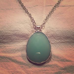 Stella & Dot Aqua and Black Stone Pendant Necklace